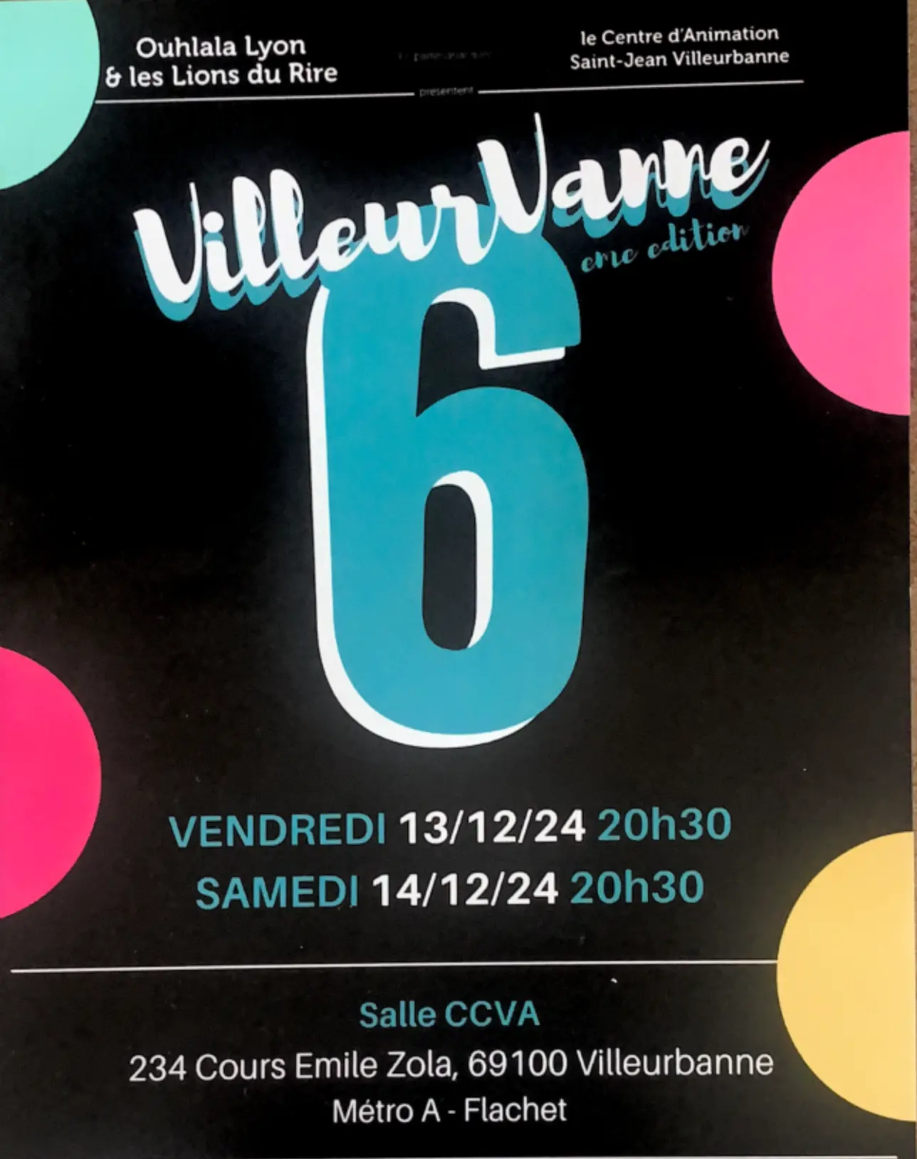 6ème Festival humoristique VilleurVanne le 13 et 14 Décembre 2024